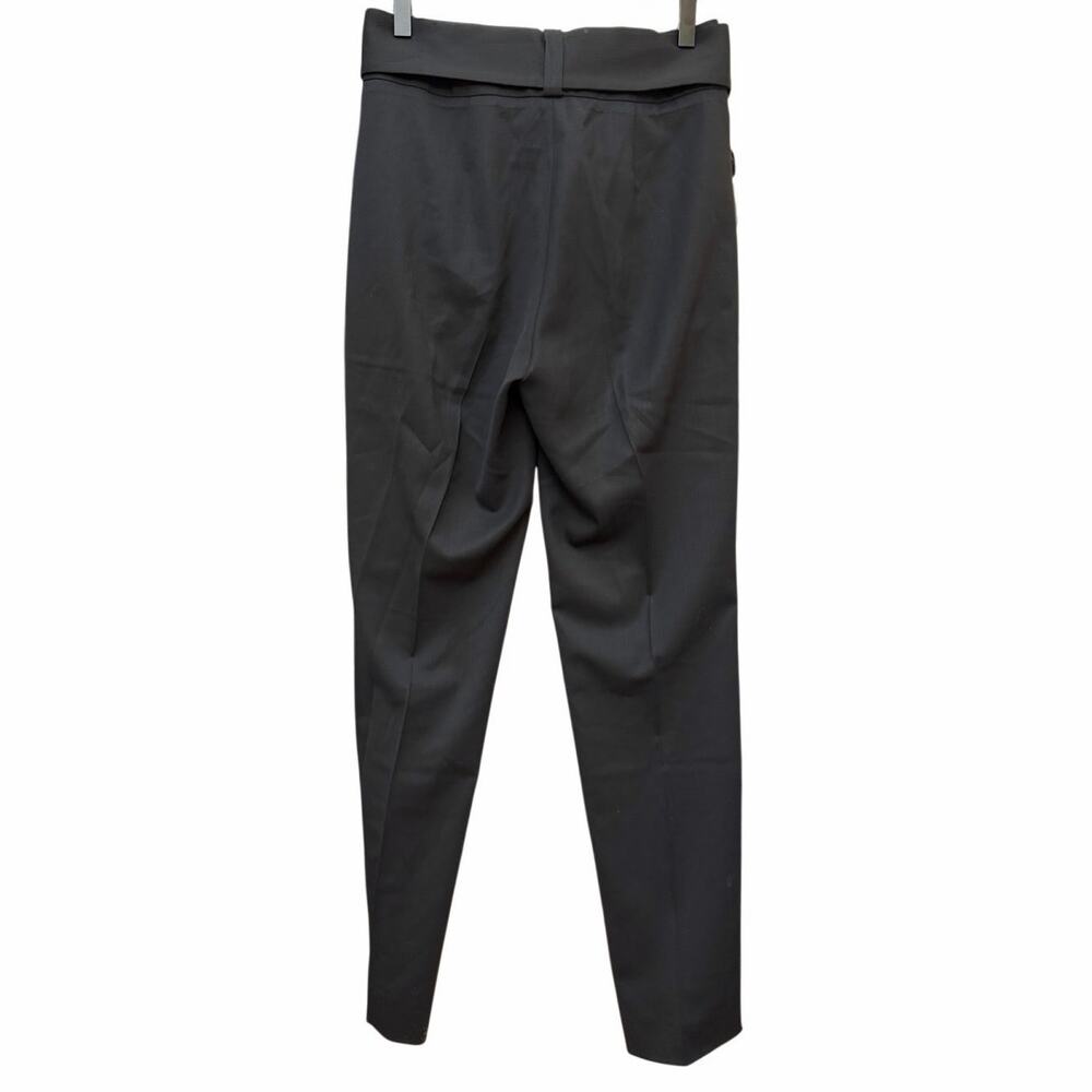 Maje High‎ Waisted Belted Tie Waist Pants Size 34 XS Black Luxury Virgin Wool - Picture 2 of 16